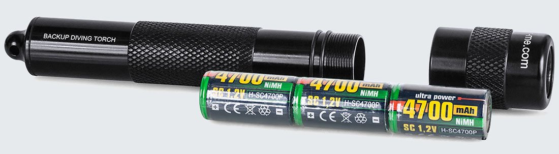 Batteries for underwater Light For Me backup torch with standard body